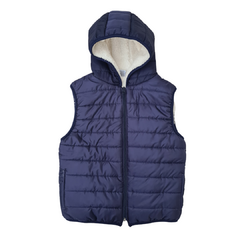 CHALECO PUFFER CON CORDERITO - AZÚL