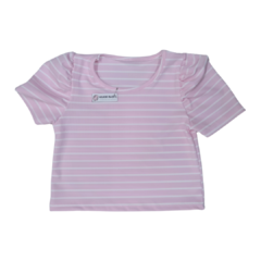 REMERA RAYADA - MANGA PRINCESA ROSA