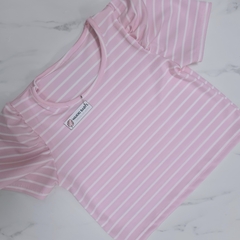 REMERA RAYADA - MANGA PRINCESA ROSA - comprar online