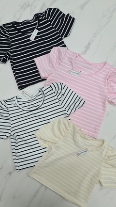 REMERA RAYADA - MANGA PRINCESA ROSA - Waikiki Babys