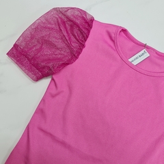 REMERA MANGA PRINCESA GLITTER FUCSIA - comprar online