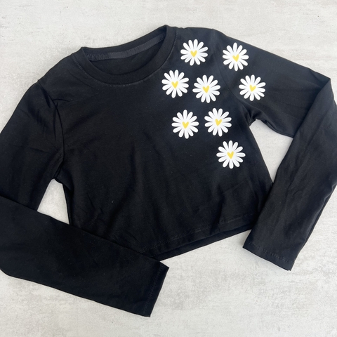 CROP MANGA LARGA MARGARITAS - comprar online