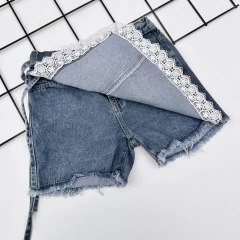 SHORT POLLERA BRODERI AZUL - tienda online