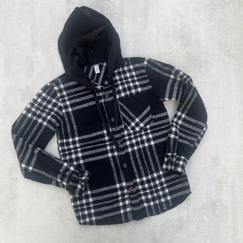 CAMISACO DE PAÑO CAPUCHA - NEGRO - comprar online