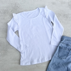 CAMISETA BRODERIE - BLANCA MANGA LARGA - Waikiki Babys