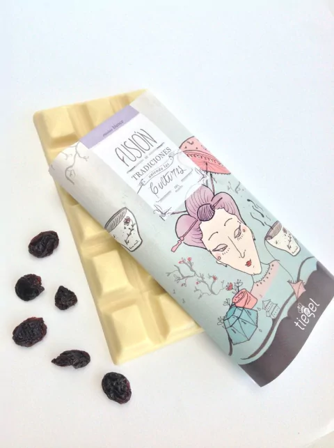 Tableta de chocolate blanco con arándanos - 100 grs