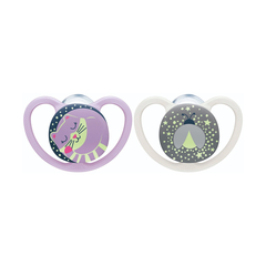 NUK SET DE 2 CHUPETES SPACE LUMINOSO T1 VIOLETA/BLANCO 10730580 - comprar online