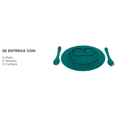 Imagen de GADNIC PLATO DE SILICONAS CON CUBIERTOS VERDE