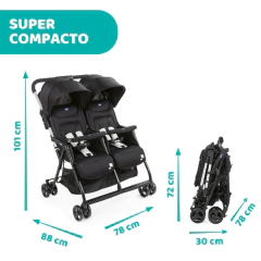 CHICCO COCHE DE MELLIZOS / GEMELOS OHLALA TWIN BLACK NIGHT - tienda online