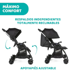 CHICCO COCHE DE MELLIZOS / GEMELOS OHLALA TWIN BLACK NIGHT - comprar online