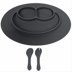 GADNIC PLATO DE SILICONAS CON CUBIERTOS GRIS