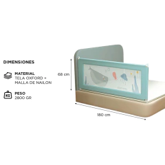 MAWE BARANDA DE CAMA ANINALES GRIS 1.80 X 0.68 - comprar online