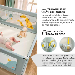 MAWE BARANDA DE CAMA ANINALES GRIS 1.80 X 0.68 - tienda online