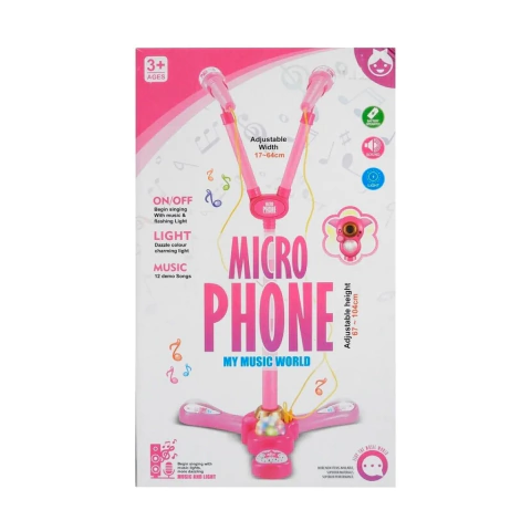 MICROFONO DOBLE DE PIE LUZ Y SONIDOS 1687632 +3 AÑOS