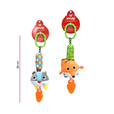 PHI PHI TOYS ZORRITO Y GATITO COLGANTE CON CASCABEL X 1 UNIDAD +0M 8696 - comprar online