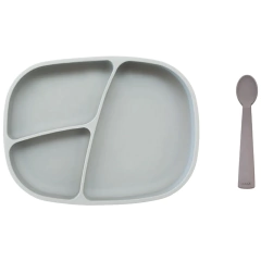 PUNTI PLATO RECTANGULAR SILICONA CON CUCHARA COOL GRAY - comprar online