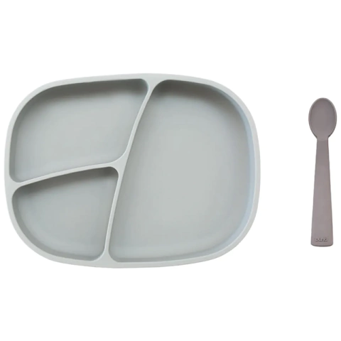 PUNTI PLATO RECTANGULAR SILICONA CON CUCHARA COOL GRAY - comprar online