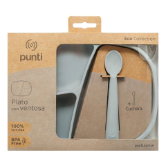Imagen de PUNTI PLATO RECTANGULAR SILICONA CON CUCHARA COOL GRAY