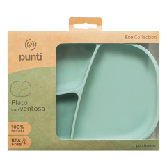 PUNTI PLATO RECTANGULAR SILICONA CON DIVISIONES NATURE GREEN - Childs Especialistas en Bebes