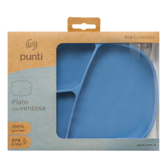 PUNTI PLATO RECTANGULAR SILICONA CON DIVISIONES OCEAN BLUE - Childs Especialistas en Bebes