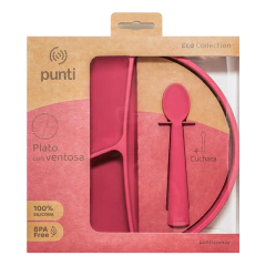 Imagen de PUNTI PLATO REDONDO SILICONA CON CUCHARA MALBEC
