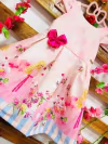Vestido Rosa Barbie laço pink infantil