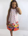 Vestido minnie barra poa vermelho laço infantil