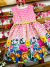 Vestido pocoyo quadriculado pérolas infantil