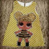 Vestido lol trapézio queen amarelo poa infantil