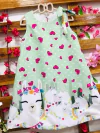 Vestido lhama verde amarra ombro infantil