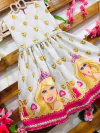 Vestido Barbie corações amarelos pérolas infantil