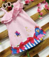Vestido galinha pintadinha rosa babado infantil