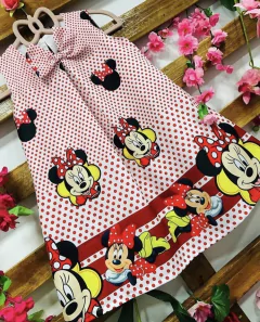 Vestido Minnie Poa Vermelho laço infantil