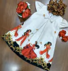 Vestido Esmeralda barra branco laço infantil