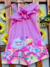 Vestido Chuva de amor rosa poa branco modelo Valentina infantil