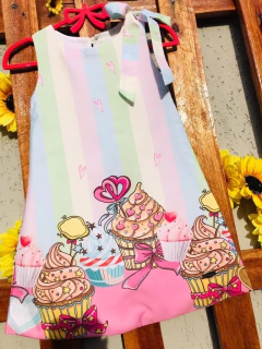 Vestido Doces Cupcake modelo Bruna infantil