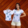 T shirt olho grego crochê mãe e filha