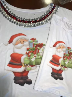 T shirt papai noel presentes mãe e filha