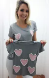 T shirt Cinco corações rosas mãe e filha