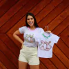 T shirt patches lantejoulas mãe e filha
