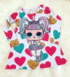 Vestido lol unicórnio corações manga longa infantil