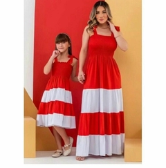 Vestido 3 Marias vermelho e branco mãe e filha - comprar online