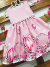 Vestido Balão rosa Pérolas infantil