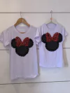 T shirt minnie poa laço vermelho mãe e filha