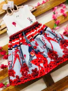 Vestido Lady Bug branco e vermelho pérolas infantil