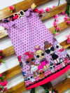 Vestido lols roxo poa rosa amarra infantil