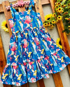 Vestido Flamingo azul modelo Milena infantil