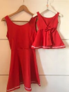 Vestido vermelho laço cianinha branca mãe e filh