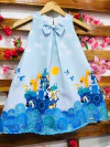 Vestido Arca de Noé Azul laço infantil