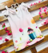 Vestido Confeitaria Seda Doces laço ombro infantil